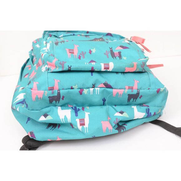 Jansport Big Student Backpack Teal Whimsical Playful Llamas Daypack School Bag - Picture 7 of 7